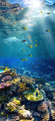 Fototapeta na wymiar Underwater Serenity Scene Background Swimming, Amazing and simple wallpaper, for mobile