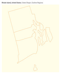 Rhode Island, United States. Simple vector map. State shape. Outline Regions style. Border of Rhode Island. Vector illustration.