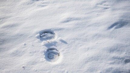 Footprints in the snow during winter