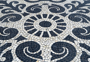 artistic Portuguese paving with ornamental patterns