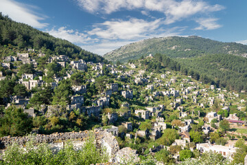 Fototapeta na wymiar Abandoned Village Kayakoy Ghost Town in Fethiye, Izmir - Turkey