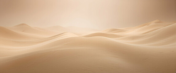 Majestic sand dunes under a soft sunset light, stirring feelings of solitude and peace within the endless desert