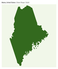 Maine, United States. Simple vector map. State shape. Solid style. Border of Maine. Vector illustration.