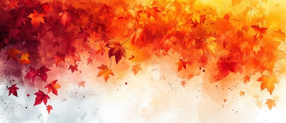 Fototapeta premium Maple autumn leaves background. Watercolor maple leaves background. Vector illustration.