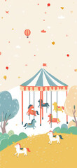Colorful Carousel Dreamland Awaits, Amazing and simple wallpaper, for mobile