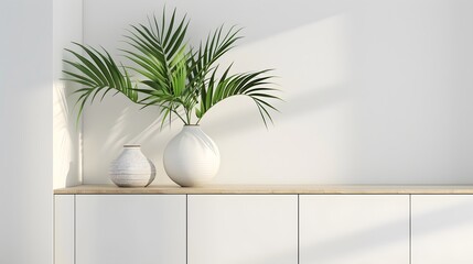 Green Oasis: Vibrant Plant Life Accentuating Minimalistic White Walls