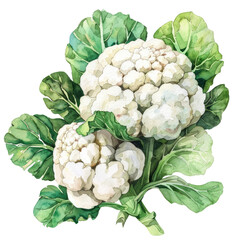 vegetable -  Cauliflower is also high in dietary fiber, which supports digestive health and helps promote feelings of fullness.Lush.cauliflower.illustration ,.watercolor. - obrazy, fototapety, plakaty