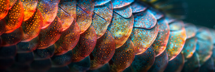 Vibrant Close-Up of Colorful Fish Scales in Macro