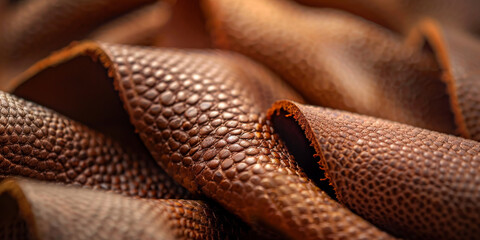 Textured Brown Leather Material Close-Up for Background
