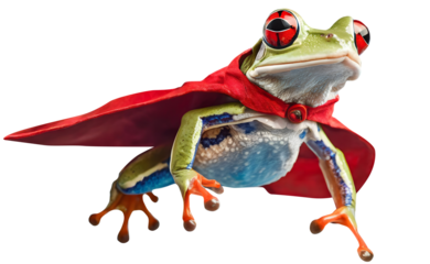 Frog Wearing Red Cape. Generative AI
