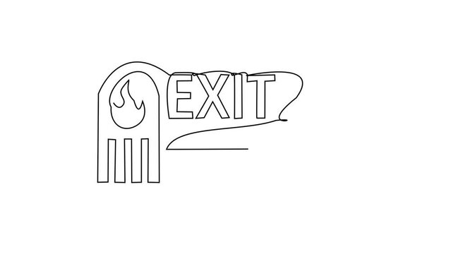Fire Exit Self drawing line animation continuous line concept