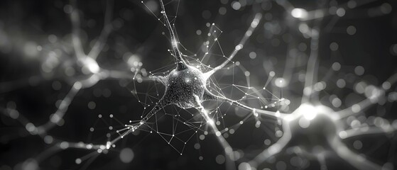 Synaptic Symphony: The Minimalist Dance of Neuronal Connections. Concept Neuroscience, Brain Connections, Synaptic Activity, Neuronal Network, Mind-Body Communication - obrazy, fototapety, plakaty