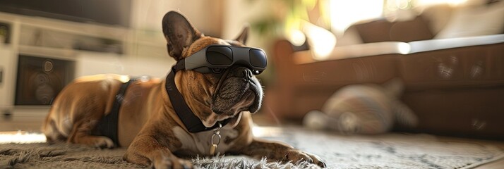 Boxer Dog wearing virtual reality glasses - Powered by Adobe
