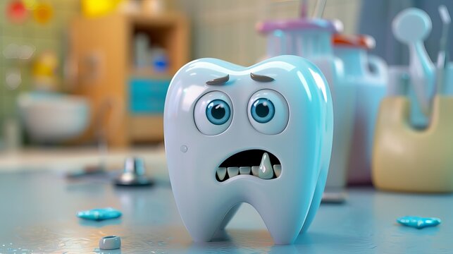 Germs made a tooth sad. Take your kids to a dentist who loves kids. A funny dentist picture for apps, sites, and hospitals.