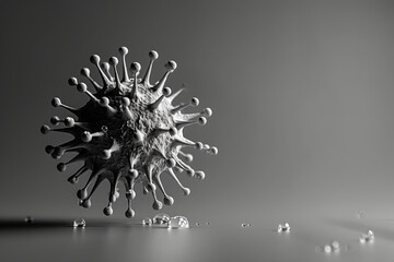 3D Render of Pathogenic Virus Particle in Monochrome - obrazy, fototapety, plakaty