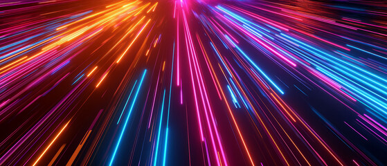 Neon Light Speed: Futuristic Motion in a Blurred Technological Tunnel - Abstract Acceleration, Vibrant Streaks, Cosmic Journey
