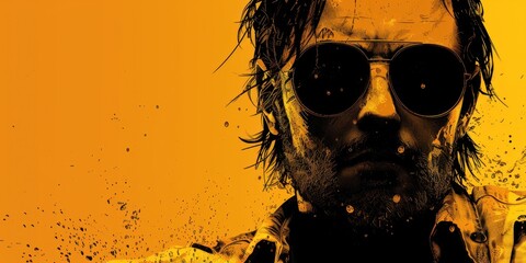 Stylish Rebel: Man in Leather Jacket and Sunglasses