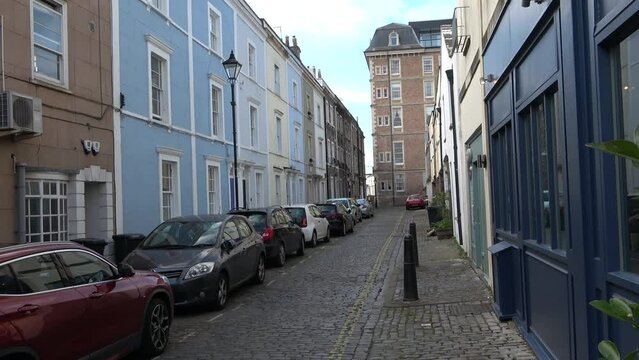Painted period houses in Clifton Village Bristol