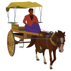Horse pulled rickshaw, Indian Kolkata rickshaw