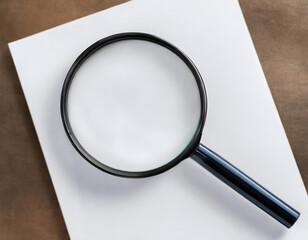 Magnifying glass, concept of information search and document authentication. Zoom object.