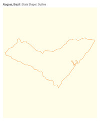 Alagoas, Brazil. Simple vector map. State shape. Outline style. Border of Alagoas. Vector illustration.