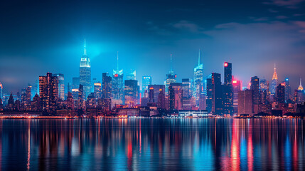 Fototapeta premium City Skylines Panoramic views of city skylines at different times of the day, showcasing urban architecture and vibrant city lights