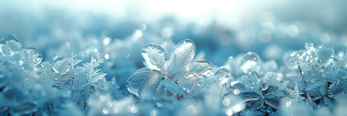 Macro Capture of Delicate Snowflakes and Ice Crystals in Winter Light