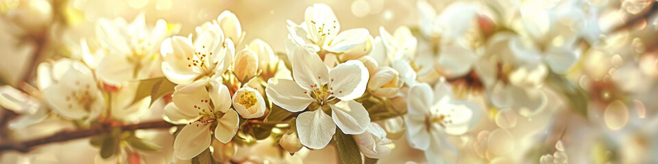 Spring Blossom Glare - Blooming White Flowers in Golden Light
