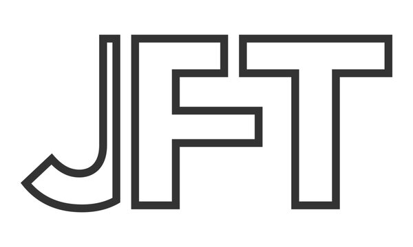 JFT logo design template with strong and modern bold text. Initial based vector logotype featuring simple and minimal typography. Trendy company identity.