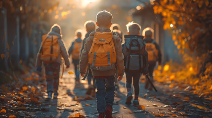 childs going to the school at morning