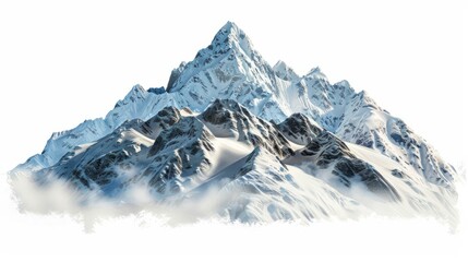Fototapeta na wymiar snowy mountains on white background generative ai