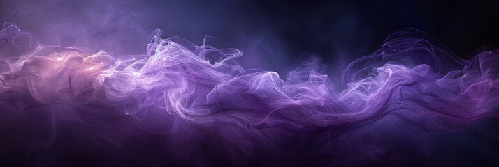 Mystical Purple Smoke Waves on Dark Background for Abstract Art