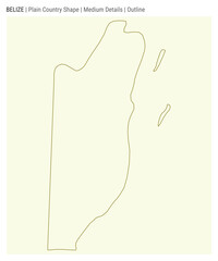 Belize plain country map. Medium Details. Outline style. Shape of Belize. Vector illustration.