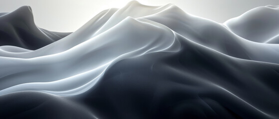 Obraz premium Elegant Abstract Satin Waves in Monochrome Palette