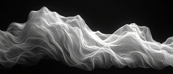 Abstract Smoke Waves on Black Background - Artistic Flowing Texture