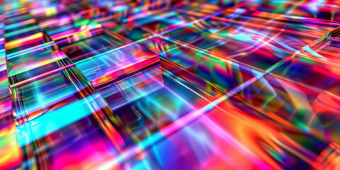 Vibrant Abstract Holographic Background with Colorful Geometric Patterns