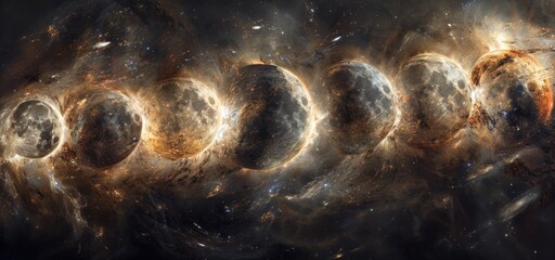 Celestial Dance: Group of Planets Amidst Cosmic Chaos