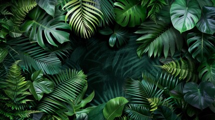 Fototapeta premium Tropical forest in a tropical garden on black background, generative ai