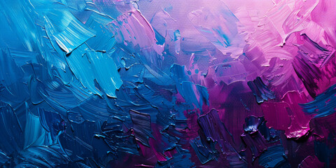 Vibrant Abstract Oil Painting Texture in Blue and Pink Hues - obrazy, fototapety, plakaty