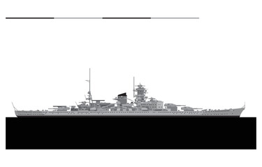 SCHARNHORST 1939. German Kriegsmarine battlecruiser. Vector image for illustrations and infographics.