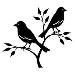 bird and tree silhouette illustration.