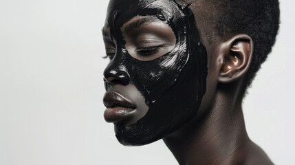 Woman with black purifying mask on her face generative ai - obrazy, fototapety, plakaty