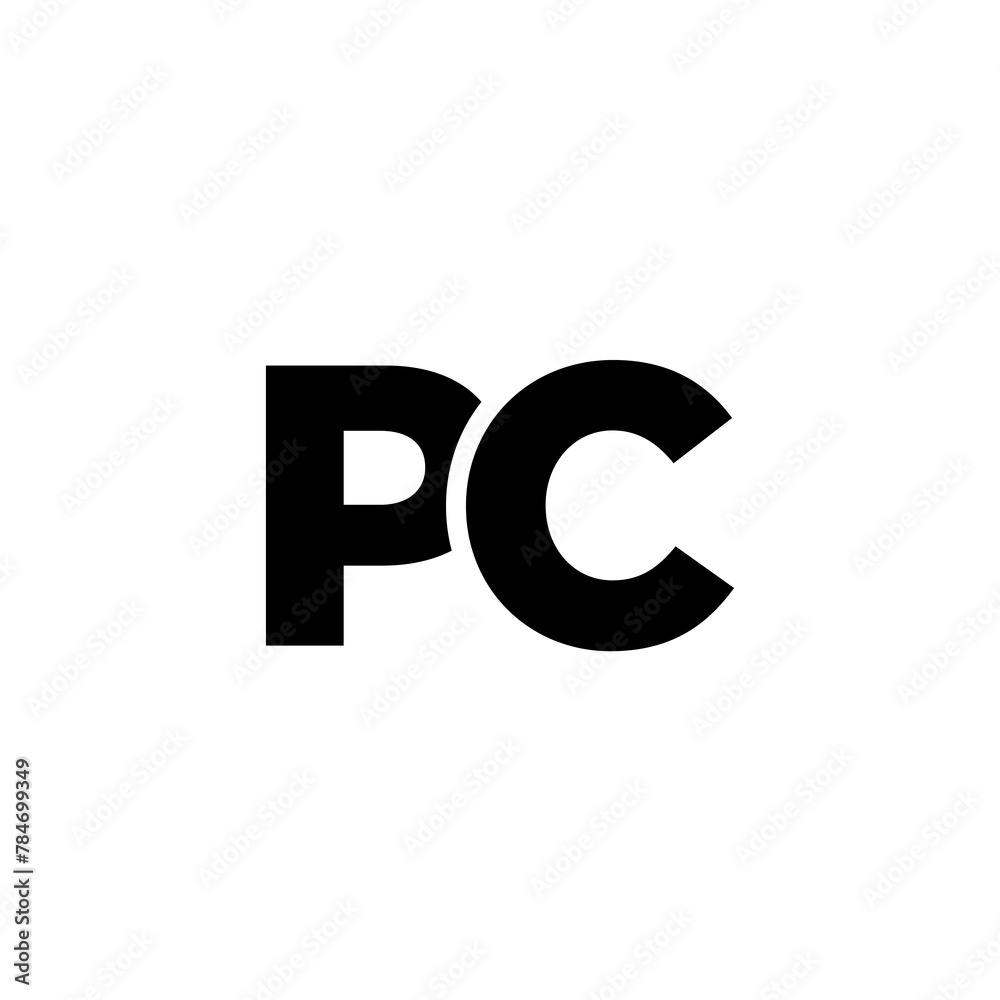Fototapete letter p and c, pc logo design template. minimal monogram initial based logotype.