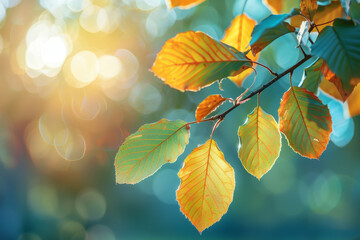Autumn Leaves Glistening in Golden Hour Sunlight
