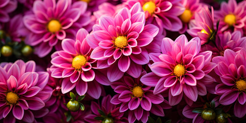 Fototapeta premium Vibrant Pink Dahlia Blossoms in Full Bloom