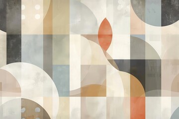 An image featuring an intricate abstract pattern composed of various-sized circles and dots in different colors, Abstract geometric patterns in soft neutral tones, AI Generated