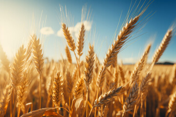 Golden Wheat Field at Sunset - Agriculture, Harvest, and Nature