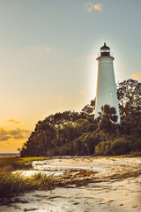 Fototapeta premium The St. Marks Lighthouse at sunset in Wakulla, Florida.