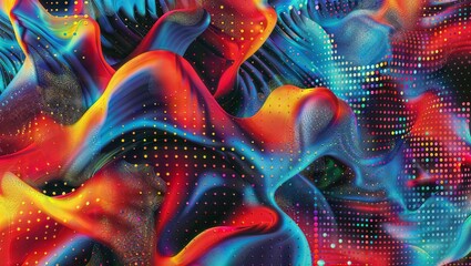Vibrant, fluid, and organic-looking digital artwork with swirling, iridescent shapes, vivid colors, and a mesmerizing, almost psychedelic aesthetic, evoking a sense of movement and energy. - obrazy, fototapety, plakaty
