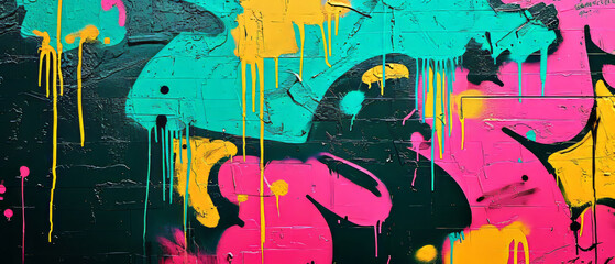 Vibrant Urban Street Art: Colorful Graffiti on a Wall